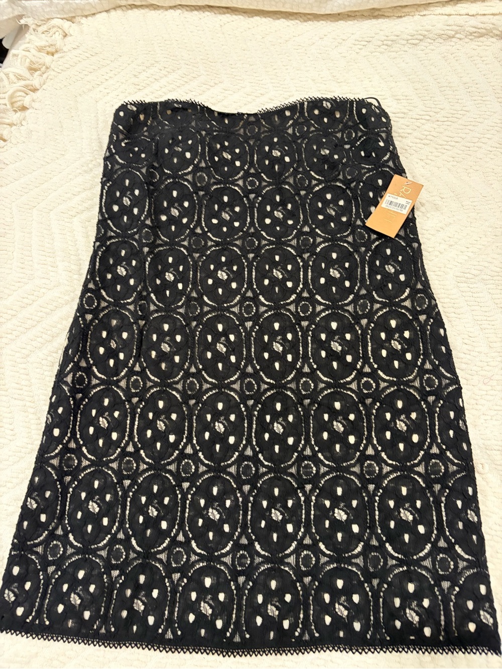 RACHEL Rachel Roy Black Lace-Trim strapless dress